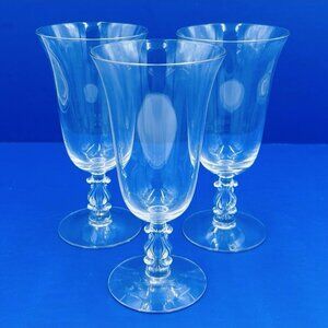 Cambridge Glass Regency Clear Stem 3575 Footed Iced Tea Glass Set of 3
